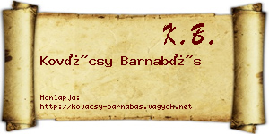 Kovácsy Barnabás névjegykártya